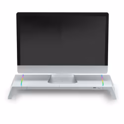 Mars Gaming MGS-ONE White Chroma RGB Monitor Stand Adjustable Size Smartphone and Tablet Stand Front USB 2.0