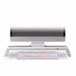 Mars Gaming MGS-ONE White Chroma RGB Monitor Stand Adjustable Size Smartphone and Tablet Stand Front USB 2.0 - Additional view 4