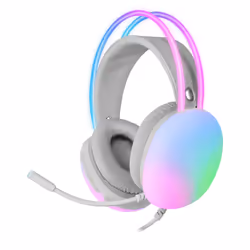 Mars Gaming MH-GLOW White 360° Full Chroma RGB Flow Headset Noise Cancelling Microphone Ultra-Lightweight Design Mempory-Foam Earpads Universal Compatibility - Additional view 3