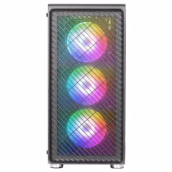 Mars Gaming MC-F Black, ATX Gaming Semitower, Full Tempered Glass Window, Metal-Mesh Front, 4x 120mm ARGB Fans - Additional view 2