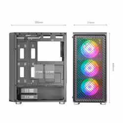 Mars Gaming MC-F White, ATX Gaming Semitower, Full Tempered Glass Window, Metal-Mesh Front, 4x 120mm ARGB Fans - Additional view 6