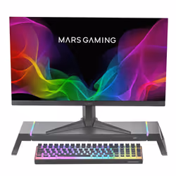 Mars Gaming MGS-ONE Black Chroma RGB Monitor Stand Adjustable Size Smartphone and Tablet Stand Front USB 2.0
