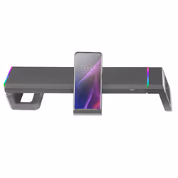Mars Gaming MGS-ONE Black Chroma RGB Monitor Stand Adjustable Size Smartphone and Tablet Stand Front USB 2.0 - Additional view 5