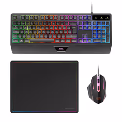 Mars Gaming MCP124, Wired, USB, Membrane, QWERTY, RGB LED, Black
