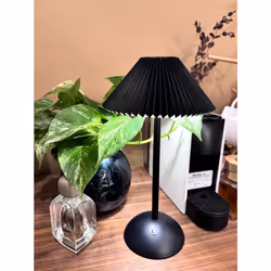 LED Desk Lamp Rechargeable, Knife Pleat Shape, 3 Colour Change Dimmable, Blue