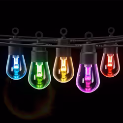 6M LED Outdoor Smart Garden Solar Festoon Lights 15 Bulbs RGB Remote Control/APP Control