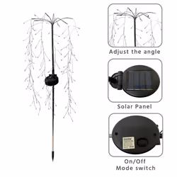 120 LED Solar Willow Tree Garden Spike Light, 2 Lighting Modes - RGB