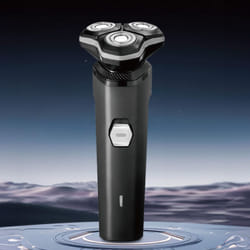 Cordless Rechargeable Professional Shaver, 3 Cutter Heads, Black