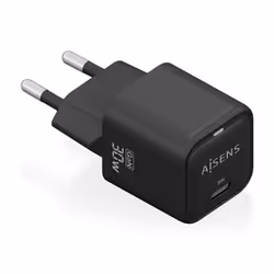AISENS Gan 30W Charger, 1xUSB-C PD3.0 QD4.0, Black, Indoor, AC, Black