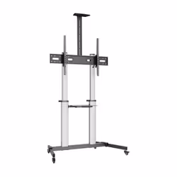 AISENS PRO floor stand with wheels, DVD tray and camera support for Monitor/TV 100Kg from 60-100, Black-Silver, 2.54 m (100") ...