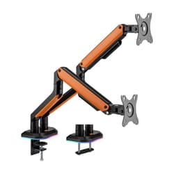 AISENS RGB Gaming Table Stand with rotating and tilting counterweight for Monitor/TV 9Kg (3 Pivots, 2 Arms) from 17-32, Black-Orange