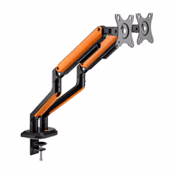 AISENS RGB Gaming Table Stand with rotating and tilting counterweight for Monitor/TV 9Kg (3 Pivots, 2 Arms) from 17-32, Black-Orange