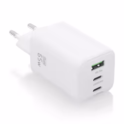 AISENS Charger Gan 65W, 2xUSB-C PD3.0 QC4.0, 1xUSB-A QC3.0, White, Indoor, AC, White