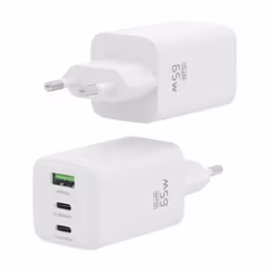 AISENS Charger Gan 65W, 2xUSB-C PD3.0 QC4.0, 1xUSB-A QC3.0, White