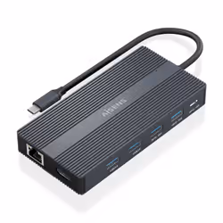 AISENS USB-C Dock 12 in 1, USB-C to 2xHDMI, 1xDisplayport, 1xRJ45, 4xUSB-A, 1xUSB-C, 1xUSB-C PD, 1xSD, 1xMicro SD, Gray, 20cm - Additional view 2