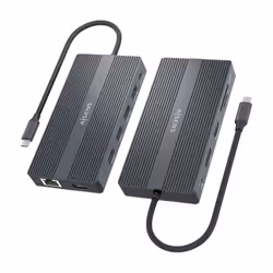 AISENS USB-C Dock 12 in 1, USB-C to 2xHDMI, 1xDisplayport, 1xRJ45, 4xUSB-A, 1xUSB-C, 1xUSB-C PD, 1xSD, 1xMicro SD, Gray, 20cm - Additional view 3