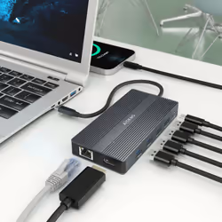 AISENS USB-C Dock 12 in 1, USB-C to 2xHDMI, 1xDisplayport, 1xRJ45, 4xUSB-A, 1xUSB-C, 1xUSB-C PD, 1xSD, 1xMicro SD, Gray, 20cm - Additional view 4