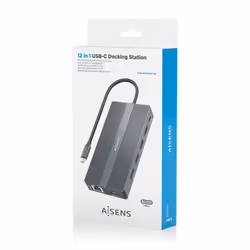 AISENS USB-C Dock 12 in 1, USB-C to 2xHDMI, 1xDisplayport, 1xRJ45, 4xUSB-A, 1xUSB-C, 1xUSB-C PD, 1xSD, 1xMicro SD, Gray, 20cm - Additional view 6
