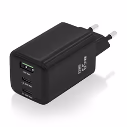 AISENS Charger Gan 65W, 2xUSB-C PD3.0 QC4.0, 1xUSB-A QC3.0, Black