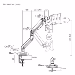 AISENS DT32TSR-295 monitor mount / stand 81.3 cm (32") Desk Black, White - Additional view 7