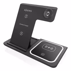 AISENS ASCH-15W3WC043-BK mobile device charger Headset, Mobile phone, Smartphone, Smartwatch Black USB Wireless charging Fast charging Indoor