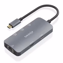 AISENS ASUC-6P019-GR, Wired, USB 3.2 Gen 1 (3.1 Gen 1) Type-C, 100 W, 10,100,1000 Mbit/s, IEEE 802.3, IEEE 802.3ab, IEEE 802. ...