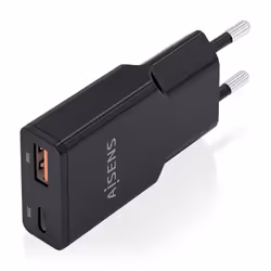 AISENS ASCH-30W2P047-BK mobile device charger Digital camera, MP3, MP4, Mobile phone, Navigator, Laptop, Portable gaming console, Smartphone, Tablet, Universal Black AC Fast charging Indoor