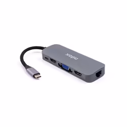 Nilox DOCKING STAT HDMI VGA PD ETH 3USB, Docking, USB 3.2 Gen 1 (3.1 Gen 1) Type-C, 87 W, 10,100,1000 Mbit/s, Aluminium, Univ ...