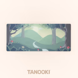TANOOKI Deskmat Yuki, Cream, Green, Pine, Monochromatic, Gaming mouse pad