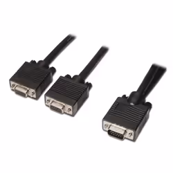 AISENS A113-0081, 0.45 m, VGA (D-Sub), 2 x VGA (D-Sub), Male, Female, Black