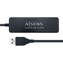 AISENS A104-0402 interface hub USB 2.0 480 Mbit/s Black