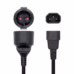 AISENS A132-0467 power cable Black 0.25 m C14 coupler CEE7/7
