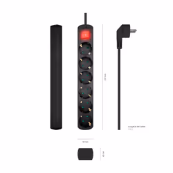 AISENS A154-0536 power extension 1.4 m 6 AC outlet(s) Indoor Black