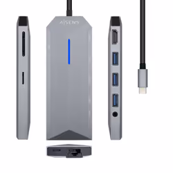 AISENS ASUC-9P001-GR, Wired, Thunderbolt 3, 100 W, 10,100,1000 Mbit/s, IEEE 802.3, IEEE 802.3ab, IEEE 802.3az, IEEE 802.3u, I ...
