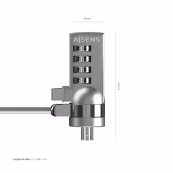 AISENS ASLK-D40N01-SL cable lock Silver 1.5 m