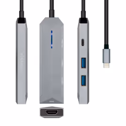 AISENS ASUC-4P002-GR, Wired, USB 3.2 Gen 1 (3.1 Gen 1) Type-C, 100 W, Grey, 5 Gbit/s, 4K Ultra HD
