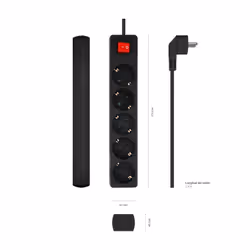 AISENS A154-0652 power extension 1.4 m 5 AC outlet(s) Indoor Black