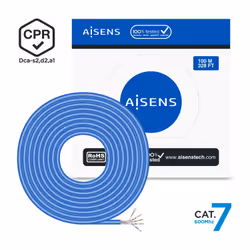 AISENS Network Cable RJ45 LSZH CPR Dca CAT.7 600 MHZ S/FTP AWG23, Blue, 100 m