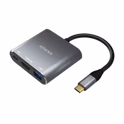 AISENS USB-C to HDMI/USB-C/Type A USB 3.0 Converter, 3 in 1, Grey, 15cm, Wired, USB 3.2 Gen 1 (3.1 Gen 1) Type-C, 65 W, Grey, ...
