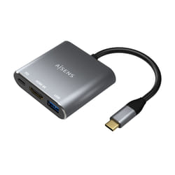 AISENS USB-C to HDMI/USB-C/Type A USB 3.0 Converter, 3 in 1, Grey, 15cm