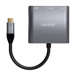 AISENS USB-C to HDMI/USB-C/Type A USB 3.0 Converter, 3 in 1, Grey, 15cm