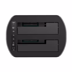 AISENS Dual Bay Docking Station ASDS-D03B SATA 2.5/3.5 to USB 3.0/3.1 Gen1, Clone, Black