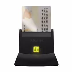 AISENS DNI Smart Card Reader, Black, USB 2.0, Black