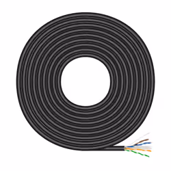 AISENS Waterproof Outdoor Network Cable RJ45 Cat.6 Rigid UTP CCA AWG23, Black, 100M, 100 m, Cat6, U/UTP (UTP), Black