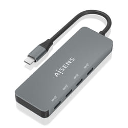 AISENS USB 3.2 Gen2 Hub 10G USB-C, USB-C/M-4xUSB-C/H, Grey, 15cm