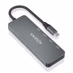 AISENS USB 3.2 Gen2 Hub 10G USB-C, USB-C/M-4xUSB-C/H, Grey, 15cm