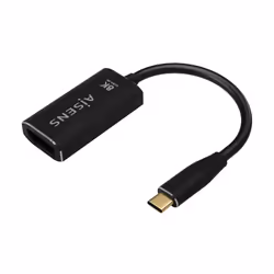 AISENS Aluminum USB-C to Displayport 8K@60Hz Converter, USB-C/M-DP/H, Black, 15cm, 0.15 m, USB Type-C, DisplayPort, Male, Fem ...