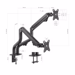 AISENS Table Stand ECO Swivel and Tilt Counterweight for Monitor/TV 8Kg (3 Pivots, 2 Arms) from 17-32, Black