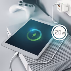 AISENS Gan 20W Charger, 1xUSB-C PD3.0 QC4.0, 1xUSB-A QC3.0, White - Additional view 6