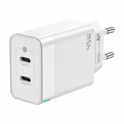 AISENS Gan 45W Charger, 2xUSB-C PD3.0 QC4.0, White